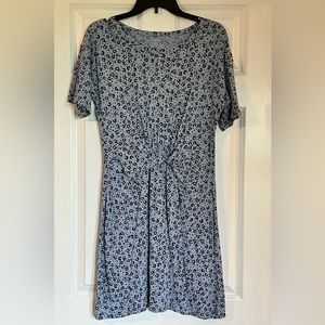 Aerie Leopard Print Twist Front Blue Dress